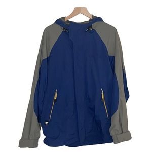 Timberland Mens Weather Gear Long Sleeve Jacket Blue Size S Hooded Rain Gear